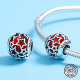 925 Sterling Silver Crystal Stars Beads Bangle Bracelet Charm Jewelry DIY