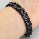 Stainless Steel Punk Rock Bracelet Cuban Chain Rubber HF029
