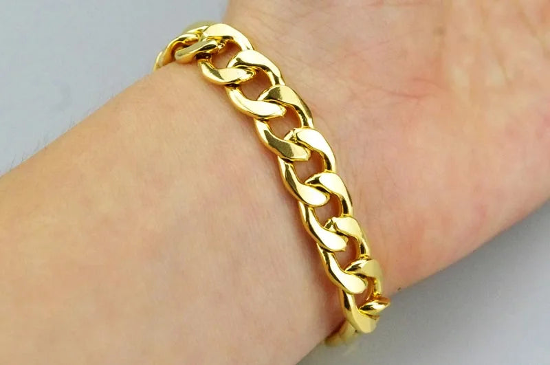 Stainless Steel Punk Rock Bracelet Cuban Chain Rubber HF029