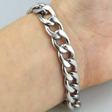 Stainless Steel Punk Rock Bracelet Cuban Chain Rubber HF029