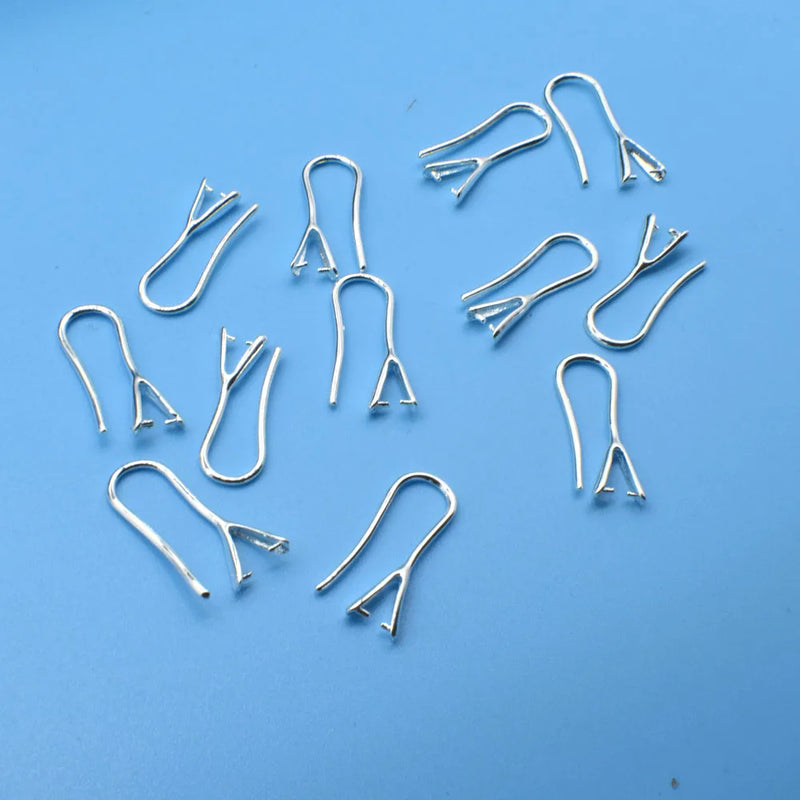 10PCS Lot 925 Silver/Rose Gold/18K Pinch Bail Hook Earwires For Beads
