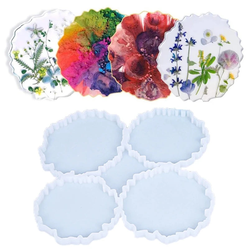 4 in 1 Agate Geode Resin Coaster Tray Molds