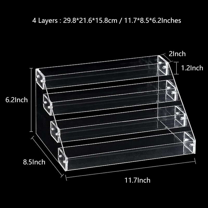 4-Layer Multi-function Nail Polish Display Stand Acrylic Transparent Storage Box
