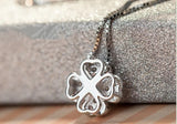 4-Leaf Love Clover Rhinestone Choker Necklace Collar 925 Sterling Silver Jewelry