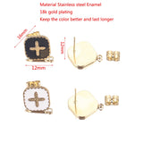 4 pcs Gold-Plate Enamel Stainless Steel Earring Posts with Loop Cross