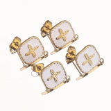4 pcs Gold-Plate Enamel Stainless Steel Earring Posts with Loop Cross