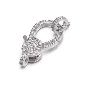 4pcs CZ Micro Pave Oval Hook Lobster Clasp 18x32mm