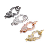 4pcs CZ Micro Pave Oval Hook Lobster Clasp 18x32mm