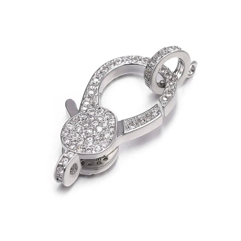 4pcs CZ Micro Pave Oval Hook Lobster Clasp 18x32mm