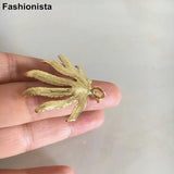 4 pcs Brass Leaf Charms, Thick Brass Pendant, Filigree Charms for DIY Jewelry