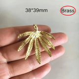 4 pcs Brass Leaf Charms, Thick Brass Pendant, Filigree Charms for DIY Jewelry