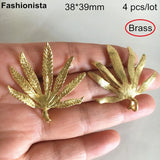 4 pcs Brass Leaf Charms, Thick Brass Pendant, Filigree Charms for DIY Jewelry