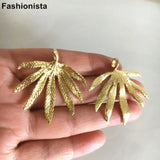 4 pcs Brass Leaf Charms, Thick Brass Pendant, Filigree Charms for DIY Jewelry