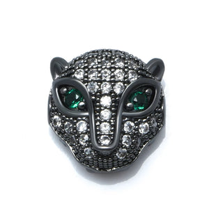 4 pcs Brass CZ Leopard Beads DIY Punk Bracelet Jewelry Making