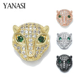 4 pcs Brass CZ Leopard Beads DIY Punk Bracelet Jewelry Making