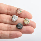 4 pcs Brass CZ Leopard Beads DIY Punk Bracelet Jewelry Making