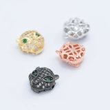 4 pcs Brass CZ Leopard Beads DIY Punk Bracelet Jewelry Making