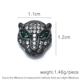 4 pcs Brass CZ Leopard Beads DIY Punk Bracelet Jewelry Making