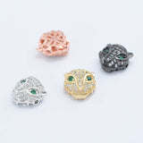 4 pcs Brass CZ Leopard Beads DIY Punk Bracelet Jewelry Making