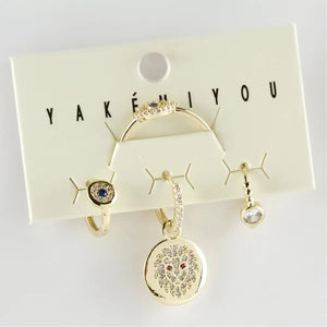 Zircon Steel Earrings and Ring Set