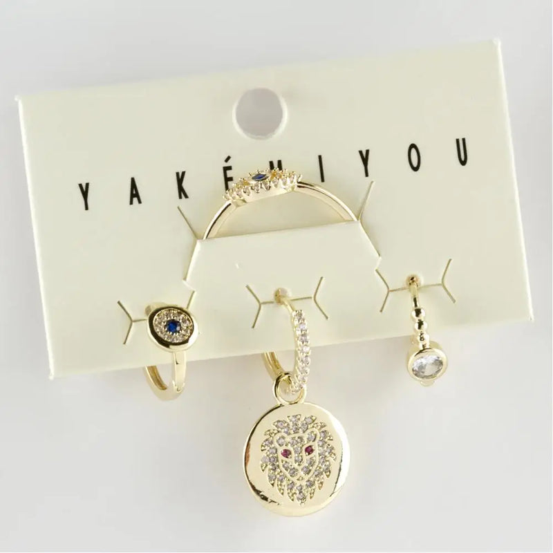 Zircon Steel Earrings and Ring Set