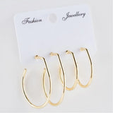 Set of 4 Oval Metal Earrings 3-4 cm