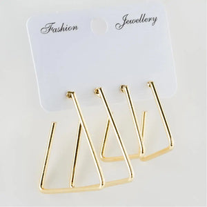 4 Triangle Metal Stud Earrings 3-4 cm