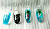 4 pcs Hand-Blown Glass Jellyfish Pendant Set