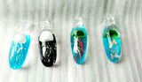 4 pcs Hand-Blown Glass Jellyfish Pendant Set