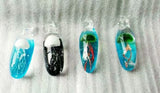 4 pcs Hand-Blown Glass Jellyfish Pendant Set