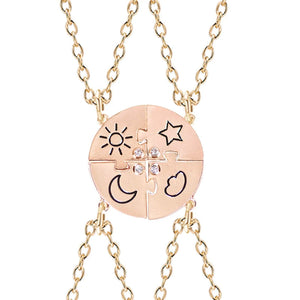 Friendship Necklace Set Sun Moon Cloud Star Rhinestone BFF Pendant
