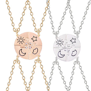 Friendship Necklace Set Sun Moon Cloud Star Rhinestone BFF Pendant