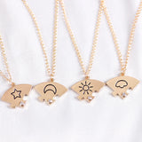 Friendship Necklace Set Sun Moon Cloud Star Rhinestone BFF Pendant