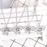 Friendship Necklace Set Sun Moon Cloud Star Rhinestone BFF Pendant