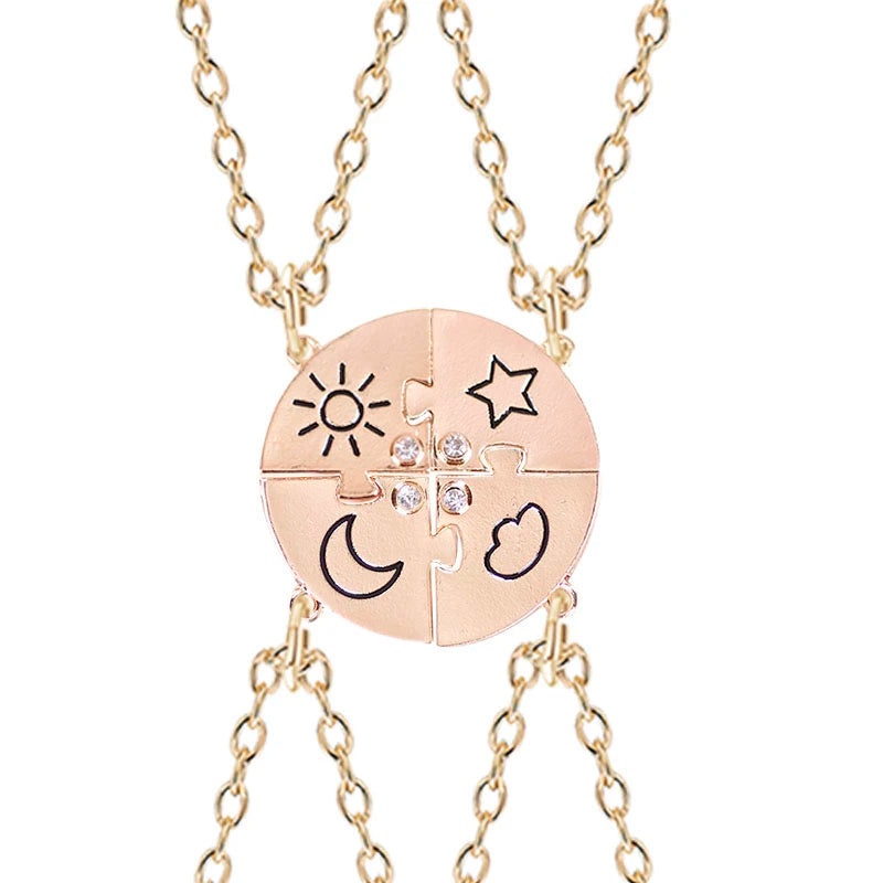Friendship Necklace Set Sun Moon Cloud Star Rhinestone BFF Pendant