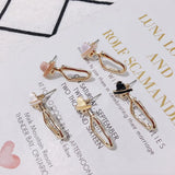 Oil Dripping Alloy Portrait Earrings - Set of 4