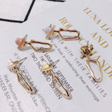 Oil Dripping Alloy Portrait Earrings - Set of 4