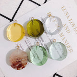 4pc Oval Resin Transparent Earring Pendant Set Green Yellow Cap Accessories
