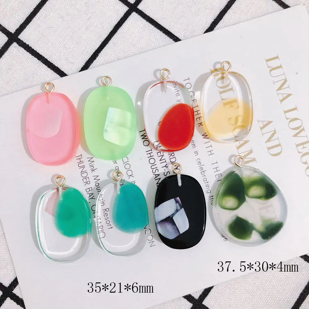 4 Oval Resin Transparent Shell Earring Pendant Accessories