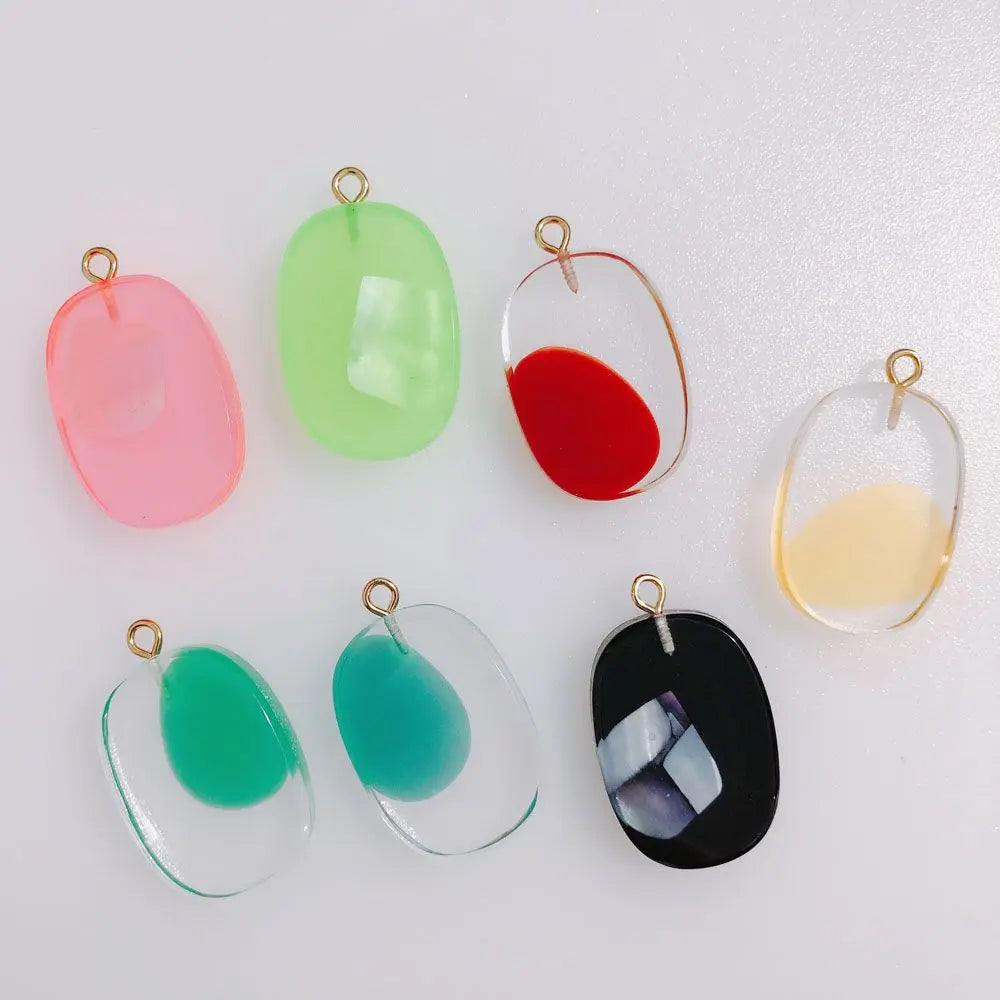 4 Oval Resin Transparent Shell Earring Pendant Accessories