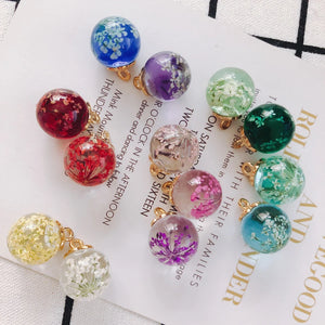 Immortal Flower Pendant Earrings Glass Beads Jewelry Accessories