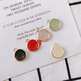 4pcs Gold Stainless Steel Round Glass Earring Supplies