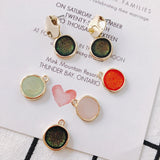 4pcs Gold Stainless Steel Round Glass Earring Supplies