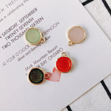 4pcs Gold Stainless Steel Round Glass Earring Supplies