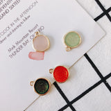 4pcs Gold Stainless Steel Round Glass Earring Supplies