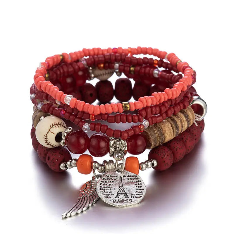 Bohemian Crystal Tassel Bracelet Set - Women's Accessories