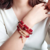Bohemian Crystal Tassel Bracelet Set - Women's Accessories