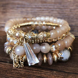 Bohemian Crystal Tassel Bracelet Set - Women's Accessories