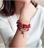 Bohemian Crystal Tassel Bracelet Set - Women's Accessories
