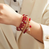 Bohemian Crystal Tassel Bracelet Set - Women's Accessories